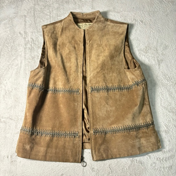 Jones New York Tops - Vintage western leather suede vest jones‎ New York country 6 petite